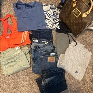 Women’s clothes bundle Sweatpants and Adidas Orange Sports Bra size large